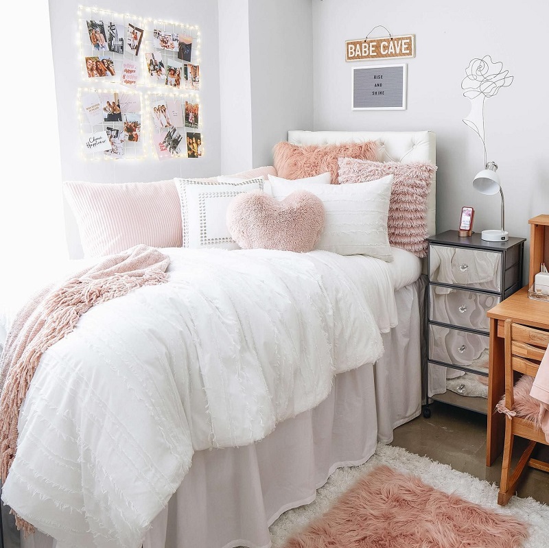 fluffy pink dorm room rug