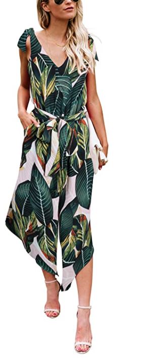 BELONGSCI sleeveless floral jumpsuit for women