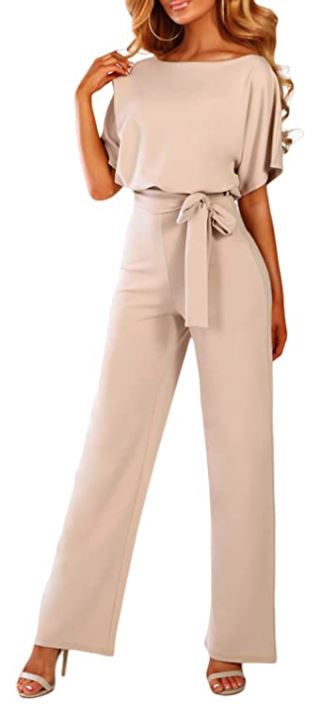 Happy Sailed cream and khaki jumpsuit for women with belt on Amazon