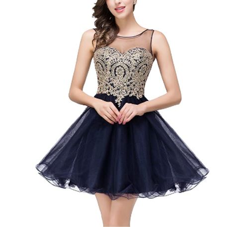 MisShow 2021 Women's Cocktail Dresses Crystals Applique Short homecoming dress