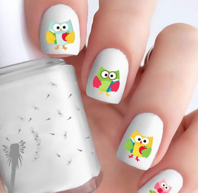 fun owl back to school nails for 2021
