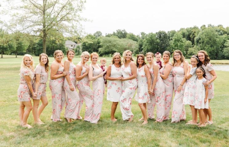 cute matching bridesmaid floral rompers for getting ready outfits