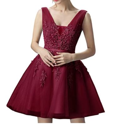 burgundy short homecoming dress