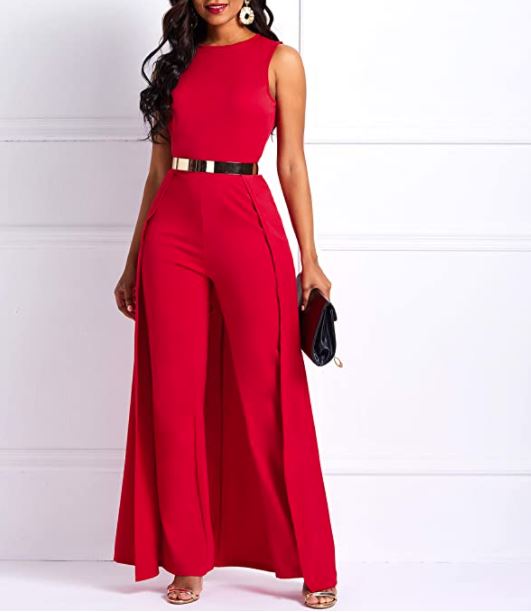 classy red jumpsuit for curvy women and plus size women by VERWIN