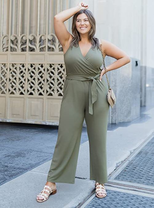 green jumpsuit for curvy and plus size women by The Drop