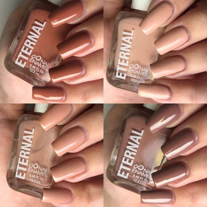 best light brown and nude nail polishes for fair and tan skin by Eternal on Amazon