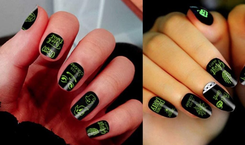 Halloween glow in the dark nails