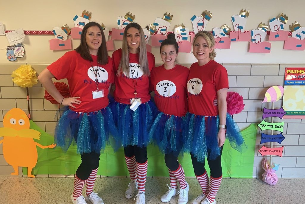 cute Thing 1, Thing 2, Thing 3 group teacher Halloween costumes