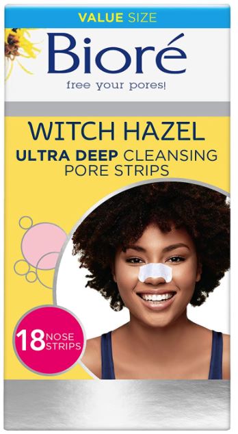Bioré Witch Hazel Ultra Cleansing Pore Strips to get rid of blackheads for teens and adults