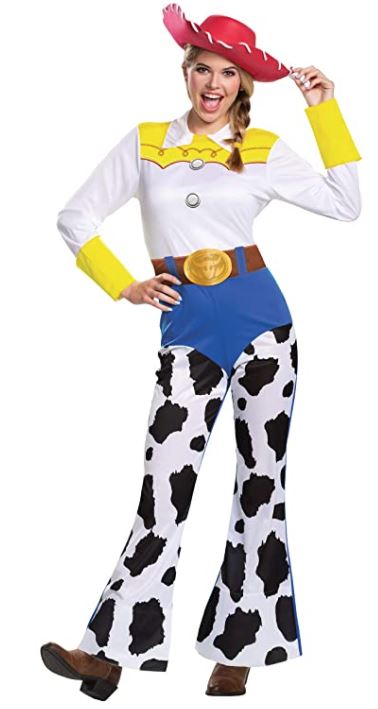 Disney Jessie from Toy Story costume for women with hats, shirt, and cowgirl hat
