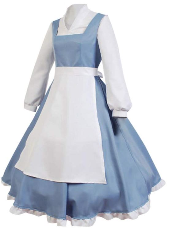 Disney Princess Belle costume for women with blue dress and apron