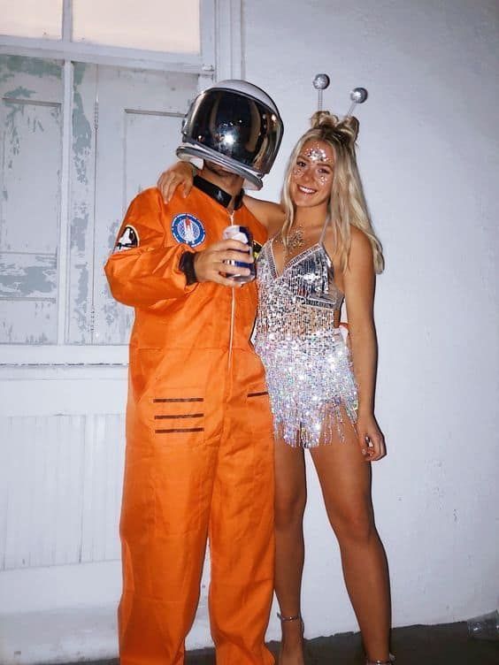 Sexy Couples Costumes with alien and Astronaut