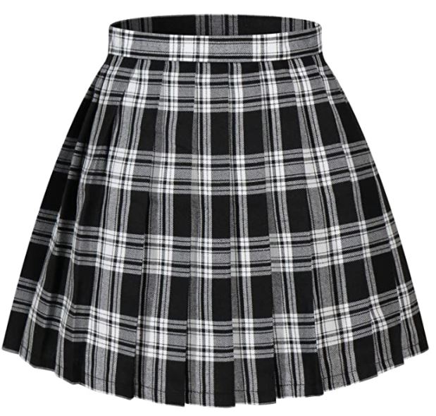 black and white checkered and pleated skirt for Dionne Costume