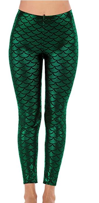 mermaid green costume leggings with scales with plus sizes available