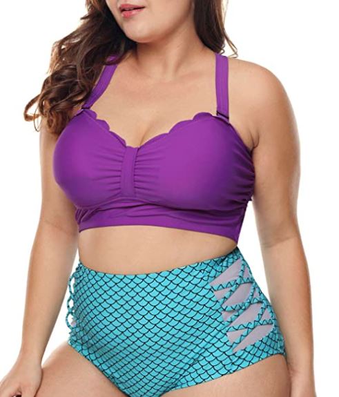 plus size Disney Ariel mermaid costume with purple tank top