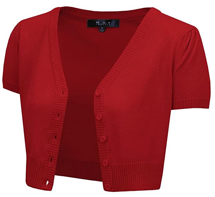 red crop v neck sweater by YEMAK