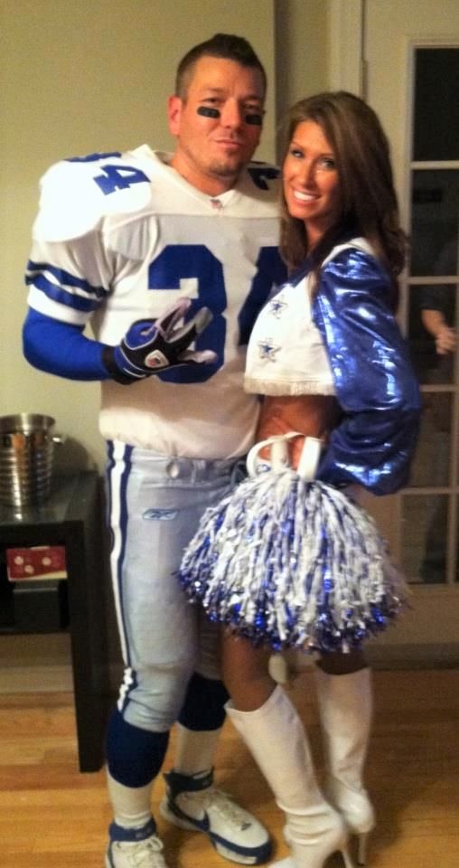 sexy Halloween costumes for couples with football player and cheerleader