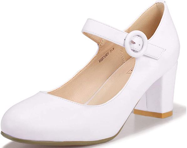 white chunky closed toe round shoes for Cher from Clueless costume