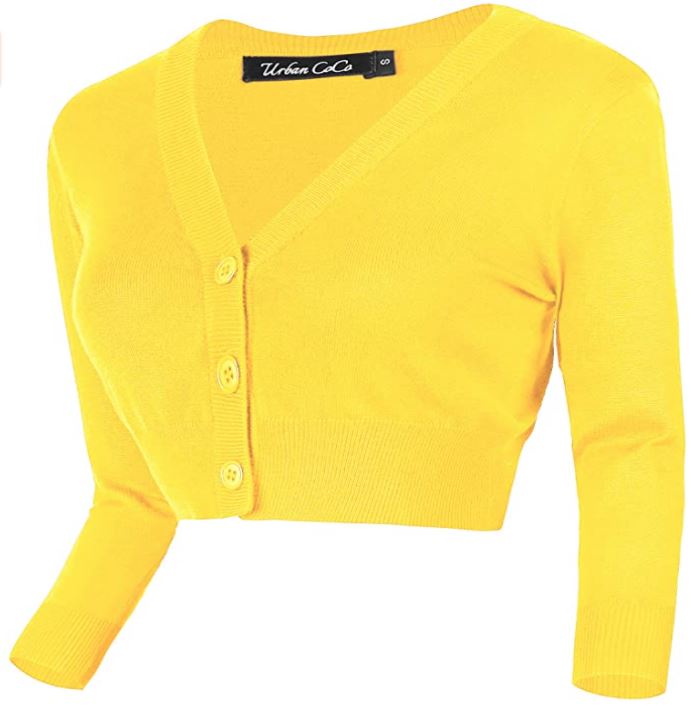 yellow knit v-neck sweater with buttons