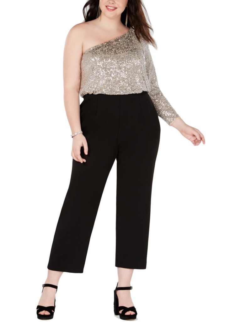 Adrianna Papell plus size sequin one shoulder jumpsuit on Amazon