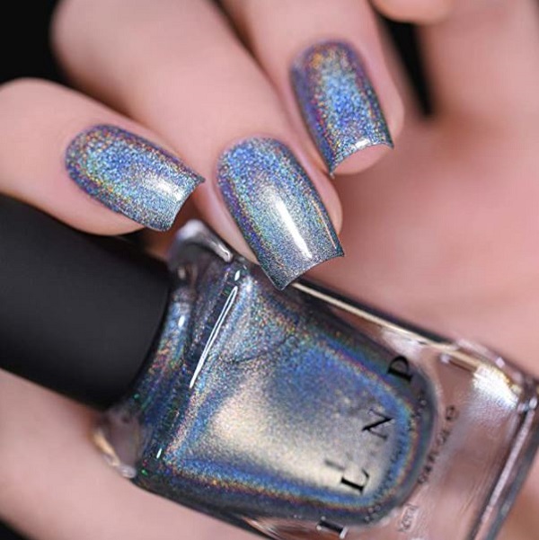 ILNP First Snow shimmery blue metallic blue nail polish for winter nails