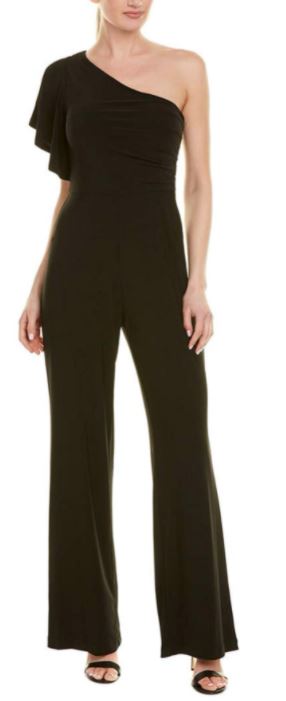 LAUNDRY BY SHELLI SEGAL Women's Matte Jersey Jumpsuit with one shoulder in black
