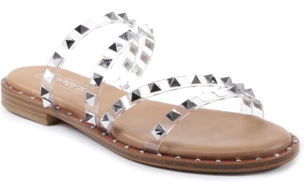Steve Madden clear sandals with studs dupe