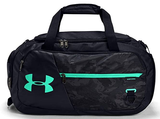 Under Armour Adult Undeniable Duffle 4.0 Gym Bag in black with bright green accents