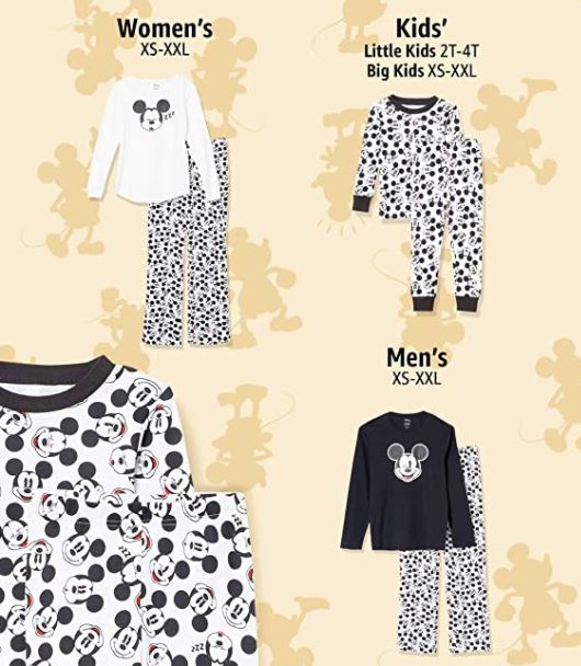 Disney Black and White Mickey Mouse Christmas Pajamas