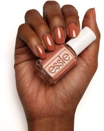 essie Cliff Hanger brown fall nail polish on dark skin