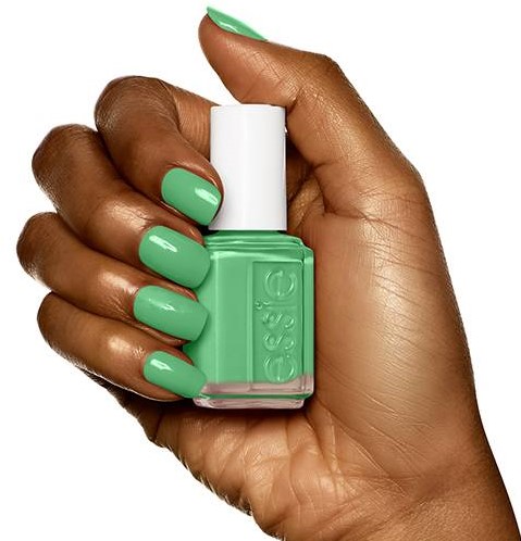 essie green nail polish in Mojito Madness on dark skin for fall nail polish colors