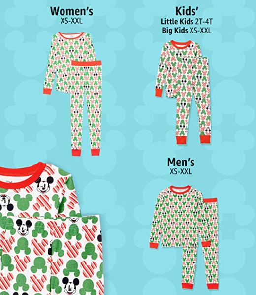 Mickey Mouse Green and Red Christmas Pajamas