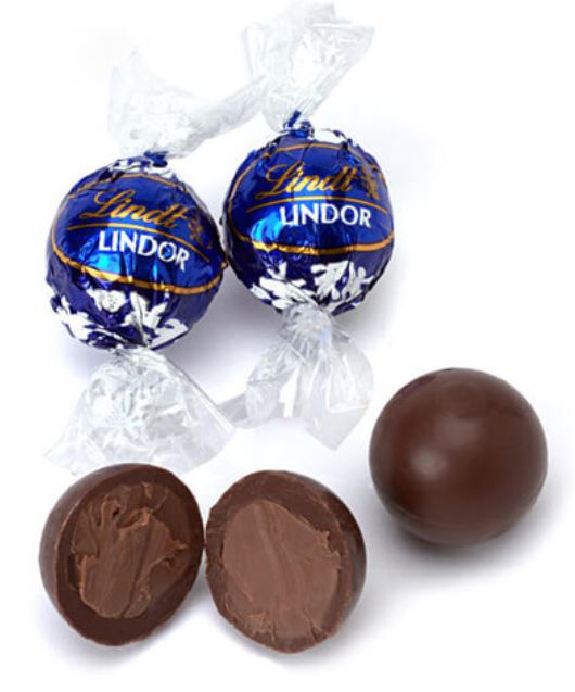 Lindt Lindor dark chocolates with blue wrapper