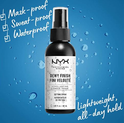 NYX makeup setting spray for a dewy makeup look