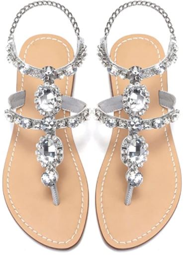 bridal beach gladiator sandals with rhinestones