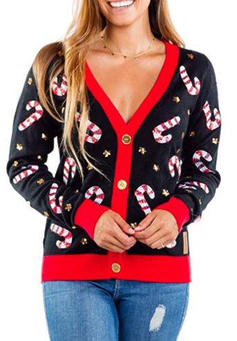 candy cane v-neck cute Christmas sweater