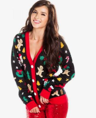 cute v-neck Christmas sweater with gingerbread men