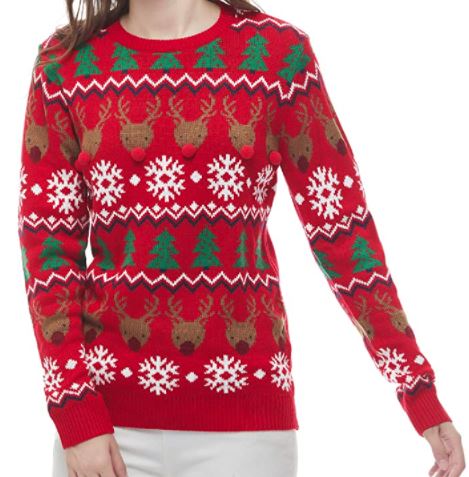 funny women's reindeer Christmas sweater