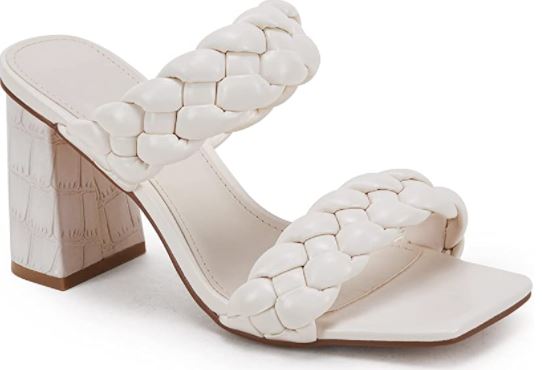 open toe white braided sandals for weddings and formals