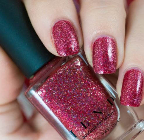 red sparkly Christmas nail polish by ILNP in Cherry Luxe