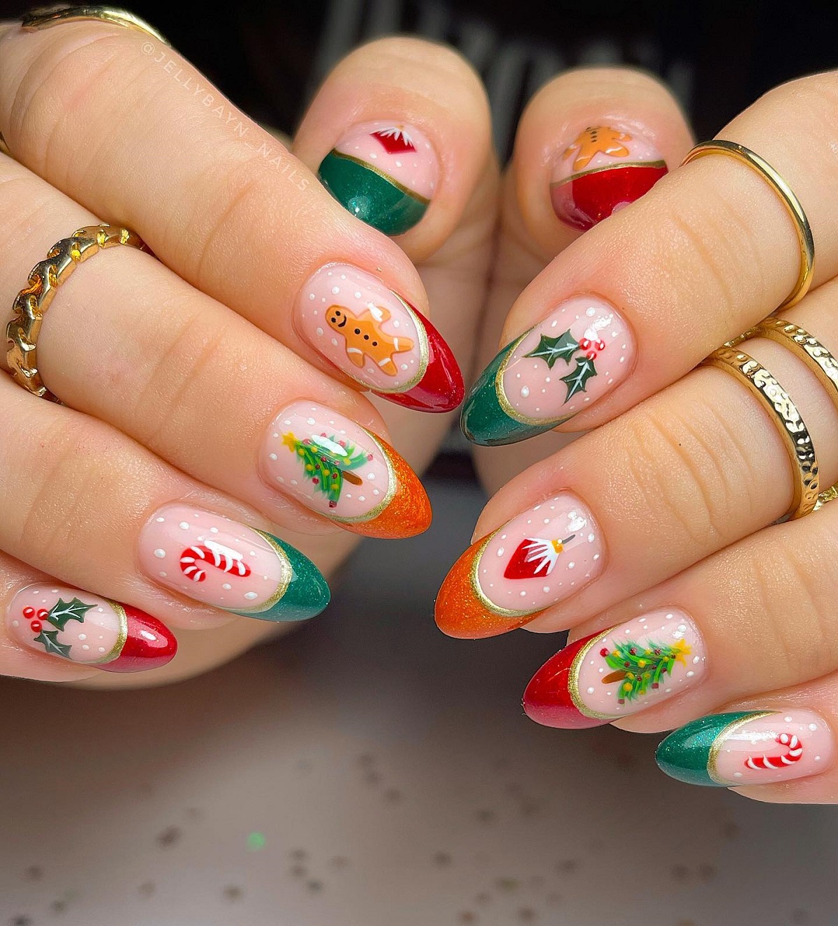 Christmas Nail Designs with Polka Dots