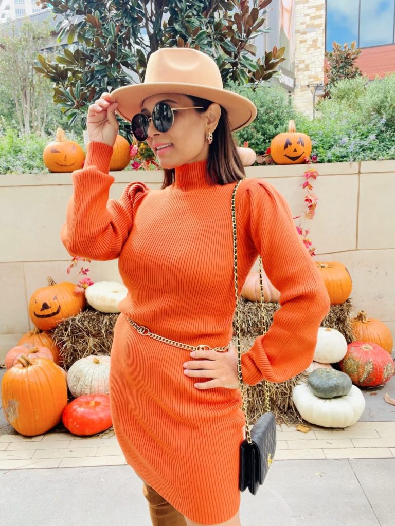 Fall Sweater Dress on Amazon in Orange by Caracilia