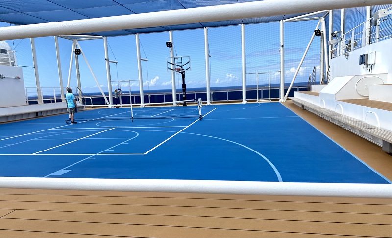 Holland America Rotterdam ship outdoor pickleball and basketball courts