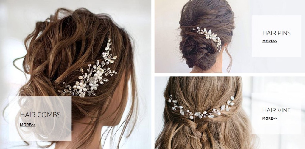 JAKAWIN bridal hair vines, pins, and combs on Amazon