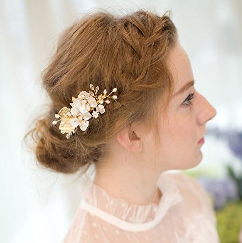 bridal hair wedding hair clip with pearls and flowers