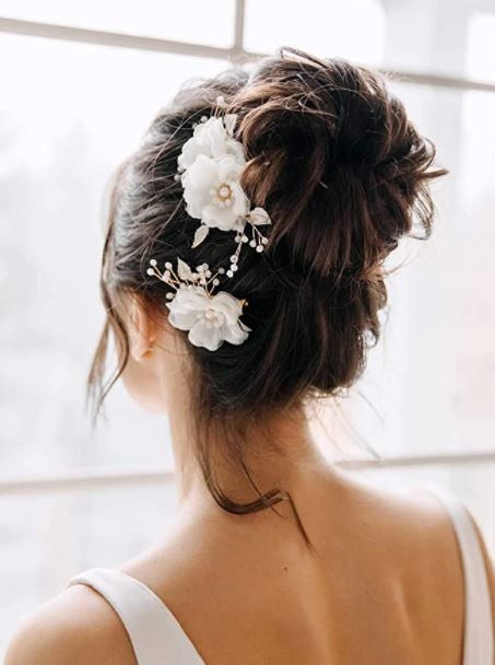 best bridal hair clip with two flowers