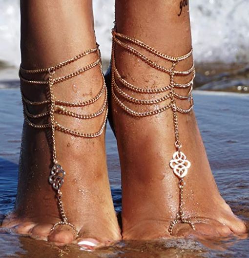 best gypsy gold chain barefoot sandals