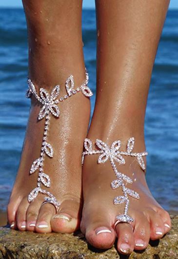 best rhinestone wedding barefoot sandals