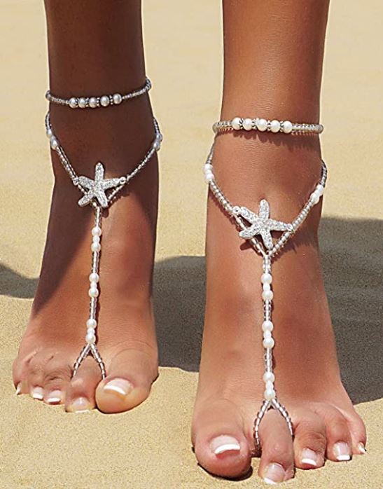 best starfish beaded barefoot wedding sandals