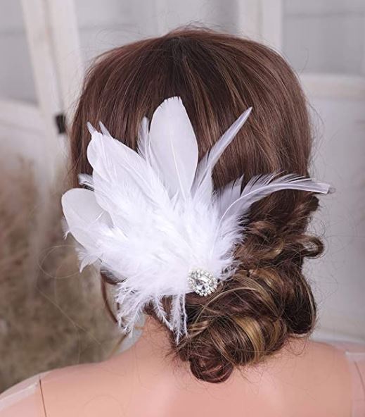 best bridal hair clip with feather for 1920s and Gatsby wedding